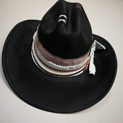 Classic || Black Suede Burned Cowboy Style Hat