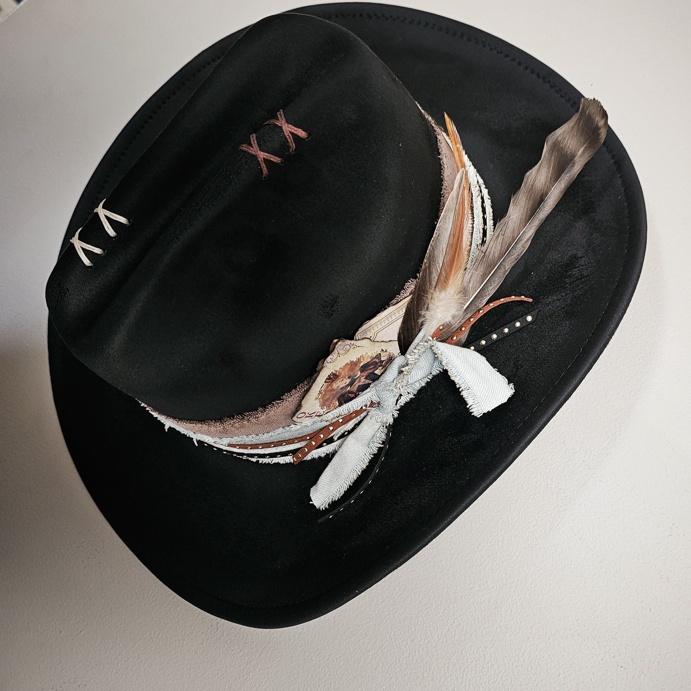 Classic || Black Suede Burned Cowboy Style Hat