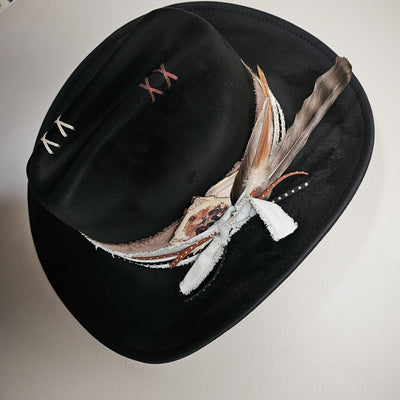 Classic || Black Suede Burned Cowboy Style Hat