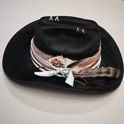 Classic || Black Suede Burned Cowboy Style Hat