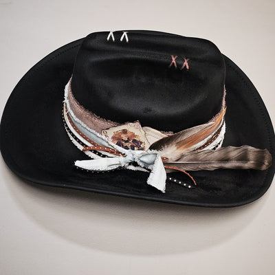 Classic || Black Suede Burned Cowboy Style Hat
