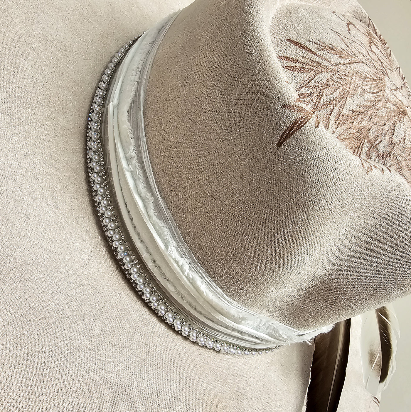 Wedding Day || Ivory Suede Burned Wide Brim Heart Hat