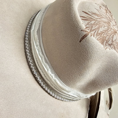 Wedding Day || Ivory Suede Burned Wide Brim Heart Hat
