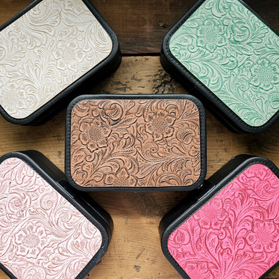 Travel Jewelry Organizers || Tooled Leather / Faux Leather  || Large 6.5x4.5x2