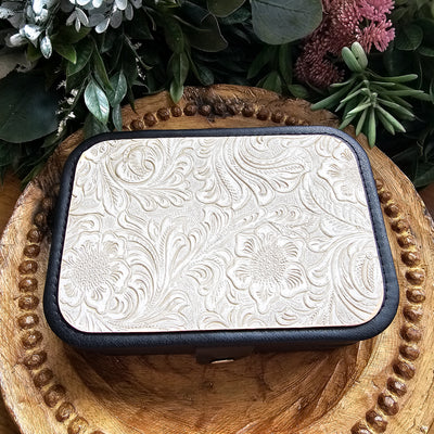 Travel Jewelry Organizers || Tooled Leather / Faux Leather  || Large 6.5x4.5x2
