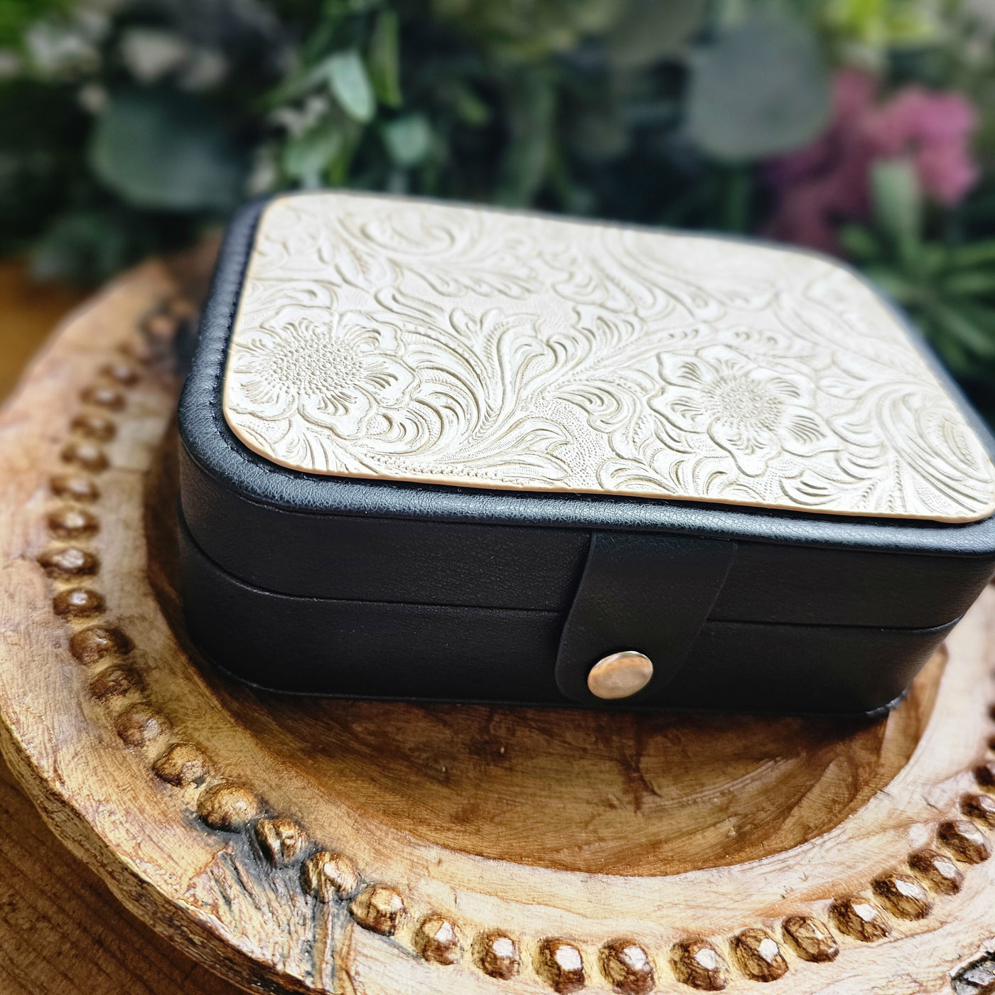 Travel Jewelry Organizers || Tooled Leather / Faux Leather  || Large 6.5x4.5x2