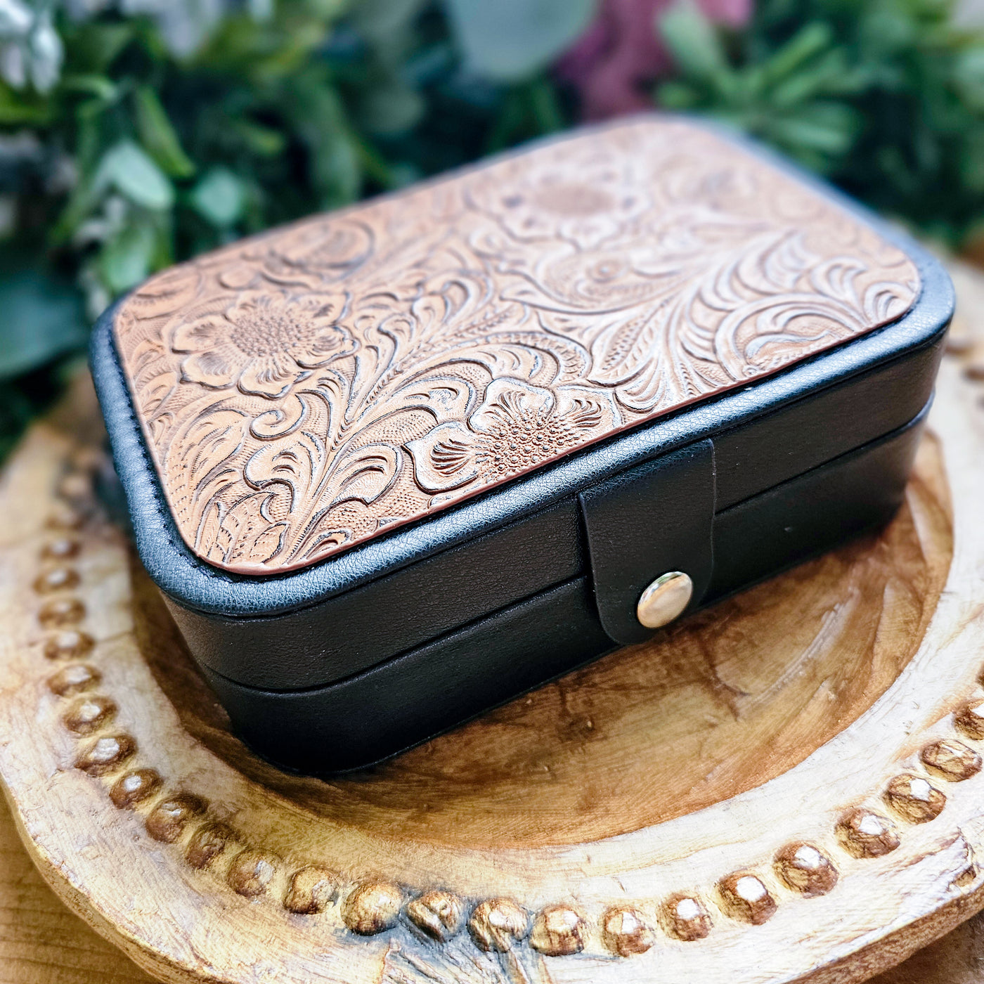 Travel Jewelry Organizers || Tooled Leather / Faux Leather  || Large 6.5x4.5x2