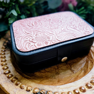 Travel Jewelry Organizers || Tooled Leather / Faux Leather  || Large 6.5x4.5x2