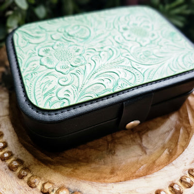 Travel Jewelry Organizers || Tooled Leather / Faux Leather  || Large 6.5x4.5x2