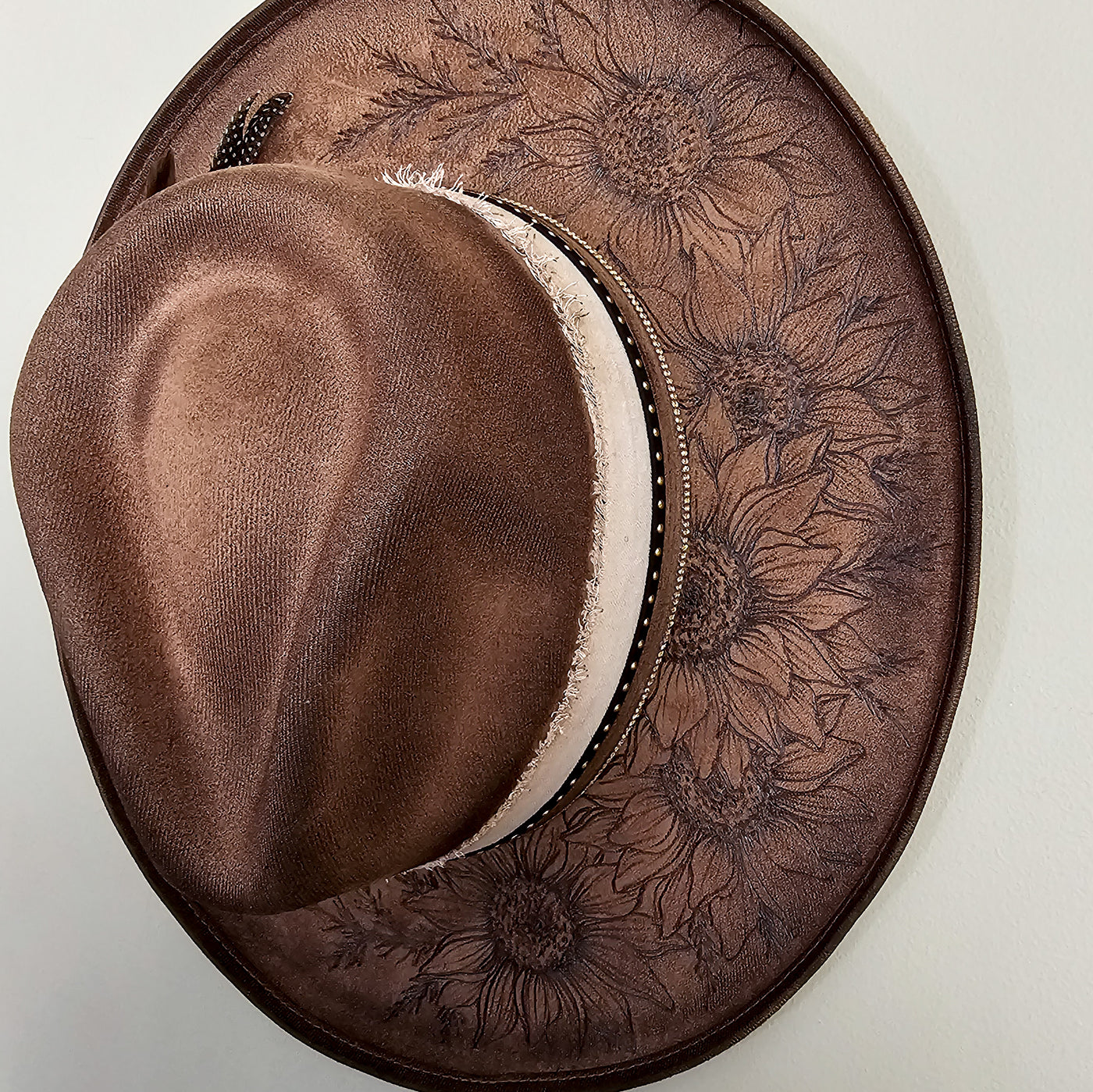 Sunflower |M| Chocolate Brown Suede Burned Wide Stiff Brim/ Pencil Brim Hat