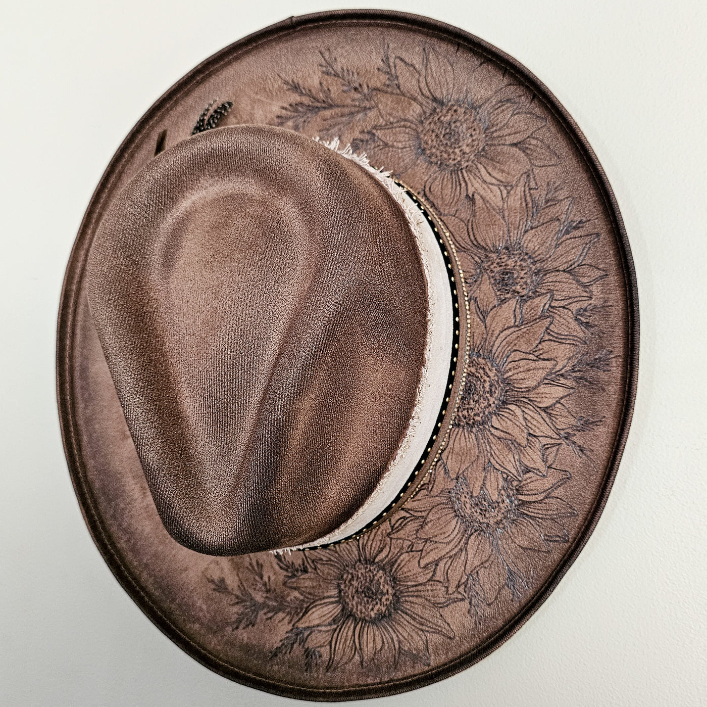 Sunflower |M| Chocolate Brown Suede Burned Wide Stiff Brim/ Pencil Brim Hat