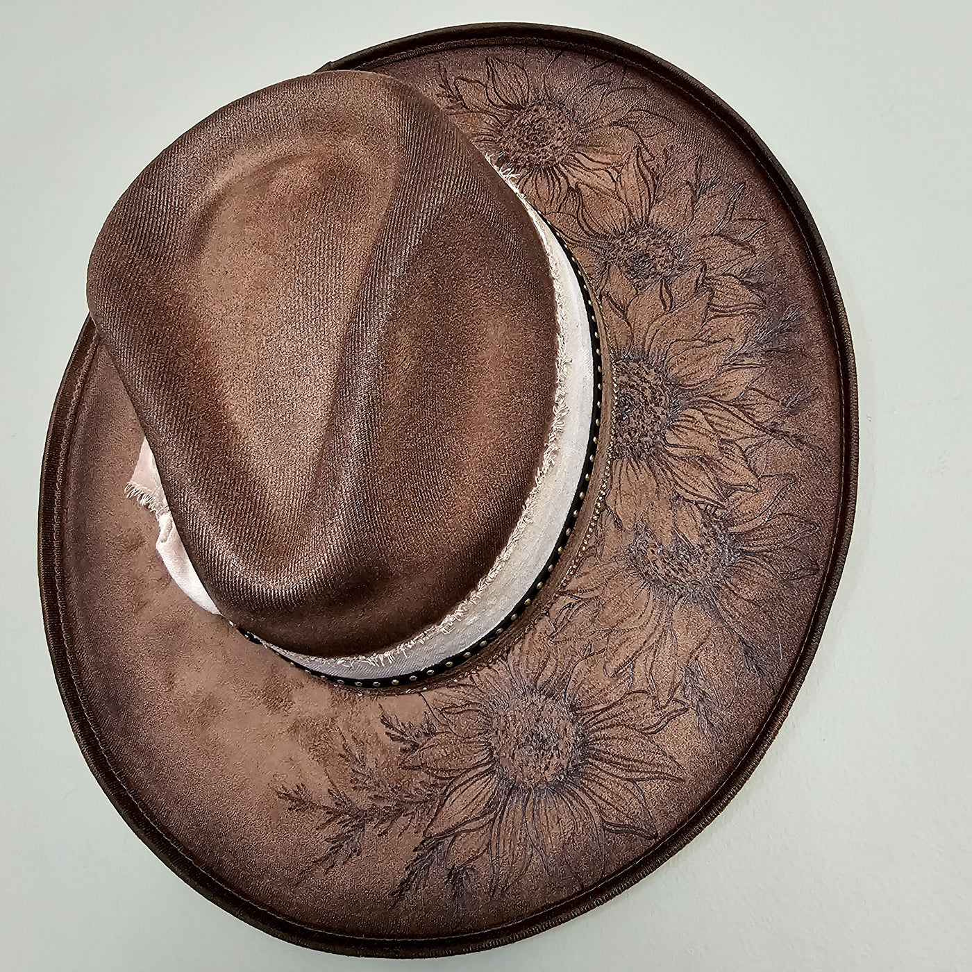 Sunflower |M| Chocolate Brown Suede Burned Wide Stiff Brim/ Pencil Brim Hat