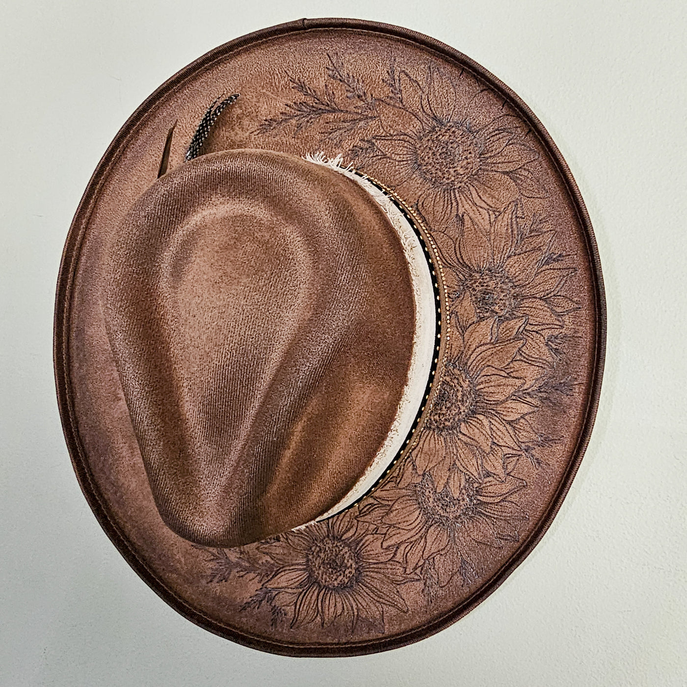 Sunflower |M| Chocolate Brown Suede Burned Wide Stiff Brim/ Pencil Brim Hat
