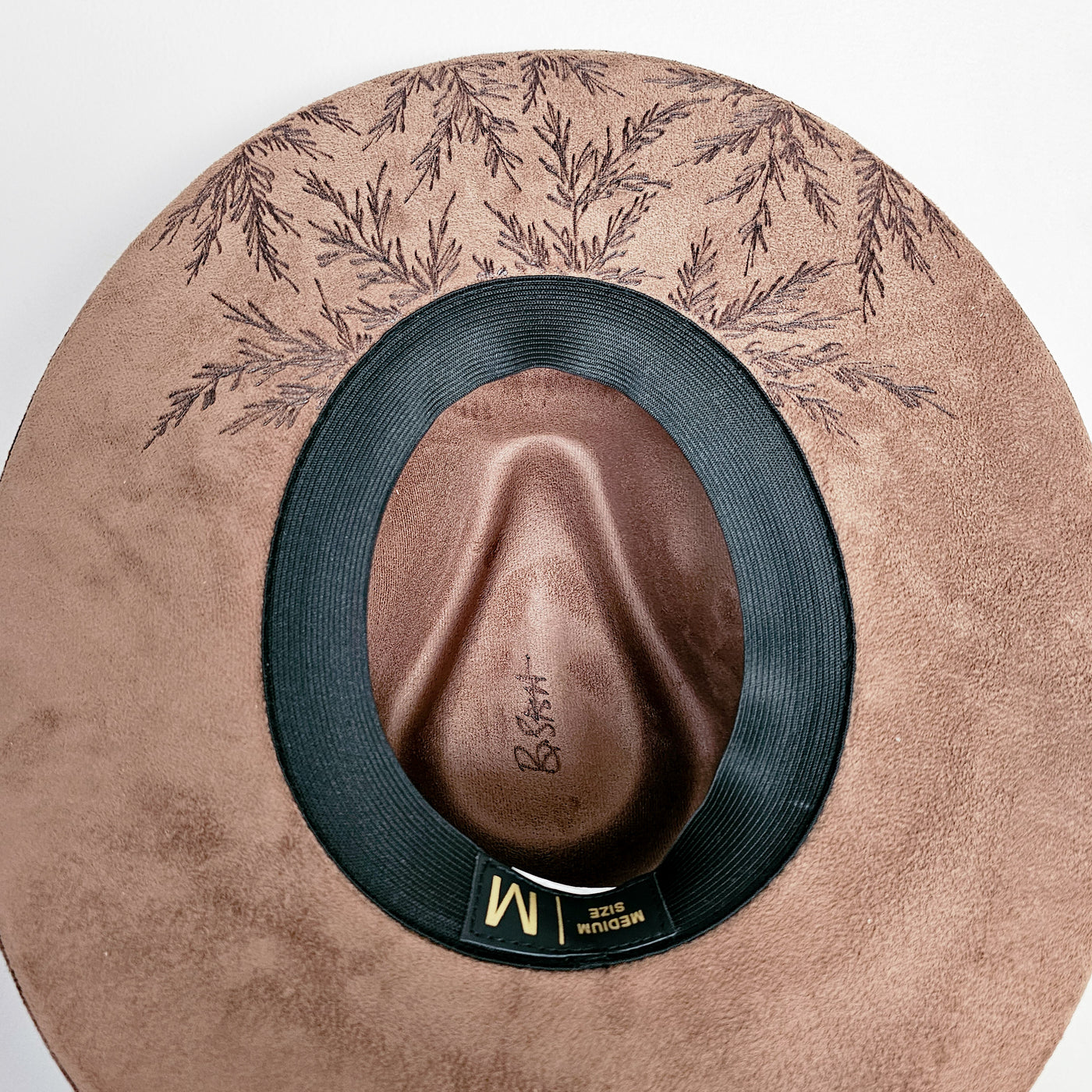 Sunflower |M| Chocolate Brown Suede Burned Wide Stiff Brim/ Pencil Brim Hat