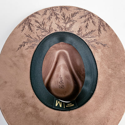 Sunflower |M| Chocolate Brown Suede Burned Wide Stiff Brim/ Pencil Brim Hat