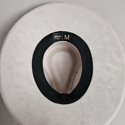 Secret Garden |M| Ivory Suede Burned Wide Stiff Brim/ Pencil Brim Hat
