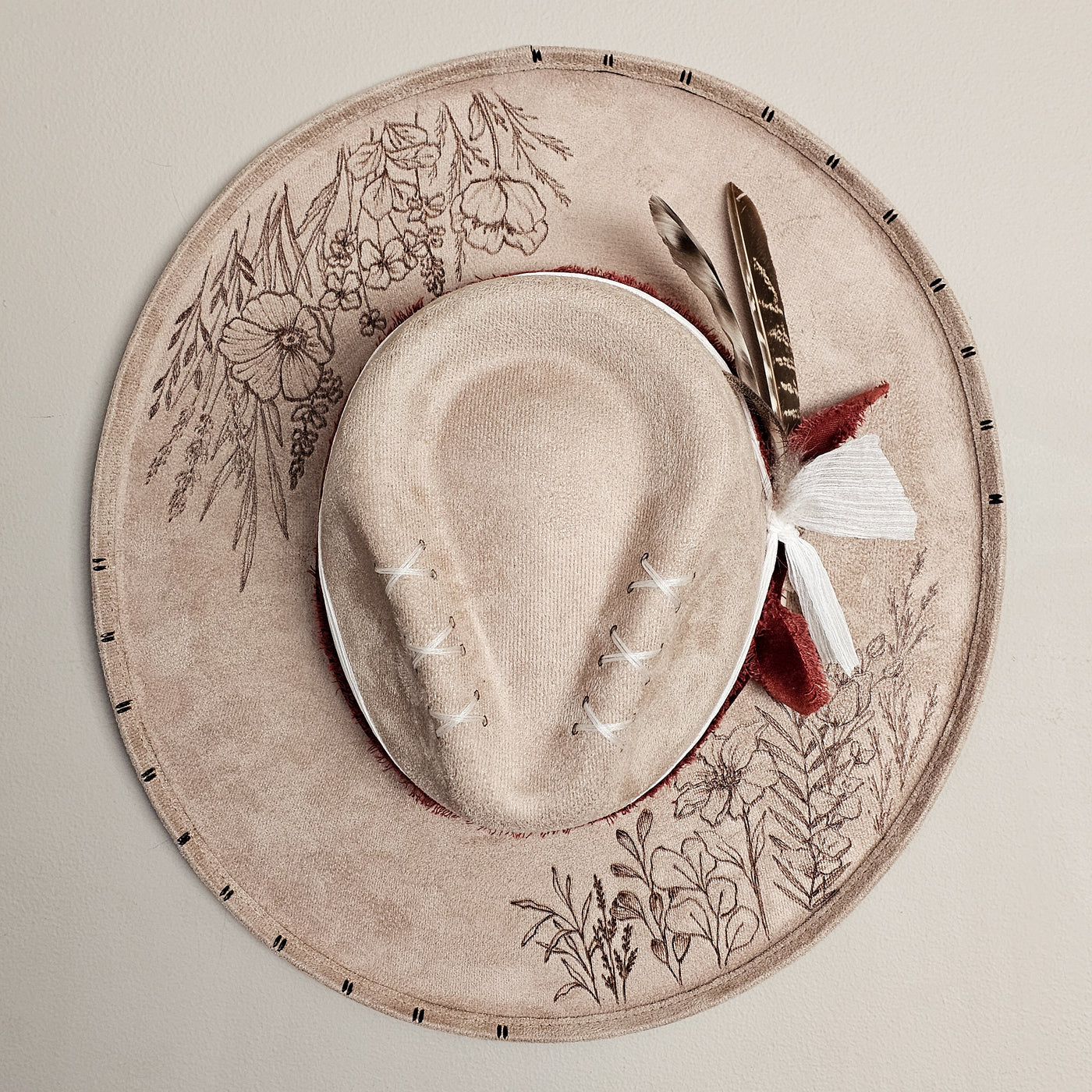 Market Day |M| Light Tan Suede Burned Wide Stiff Brim/ Pencil Brim Hat