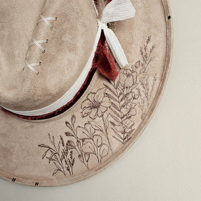 Market Day |M| Light Tan Suede Burned Wide Stiff Brim/ Pencil Brim Hat