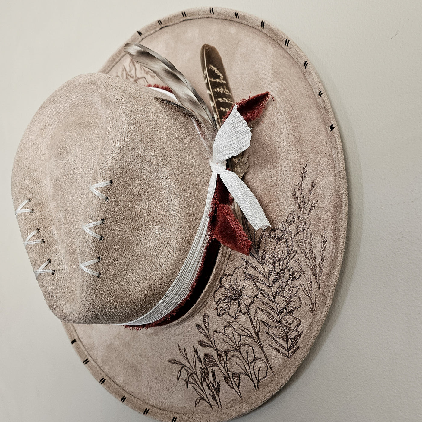 Market Day |M| Light Tan Suede Burned Wide Stiff Brim/ Pencil Brim Hat