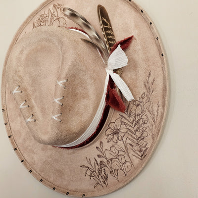 Market Day |M| Light Tan Suede Burned Wide Stiff Brim/ Pencil Brim Hat