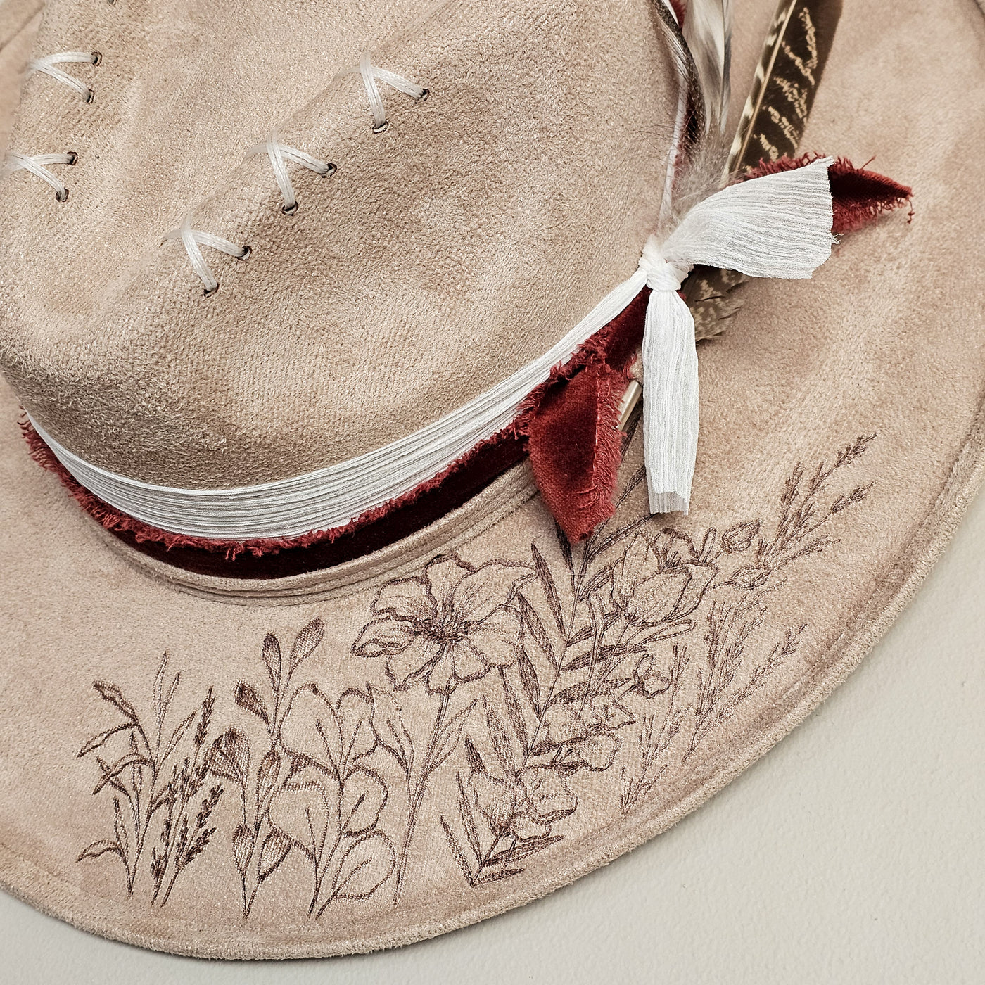 Market Day |M| Light Tan Suede Burned Wide Stiff Brim/ Pencil Brim Hat