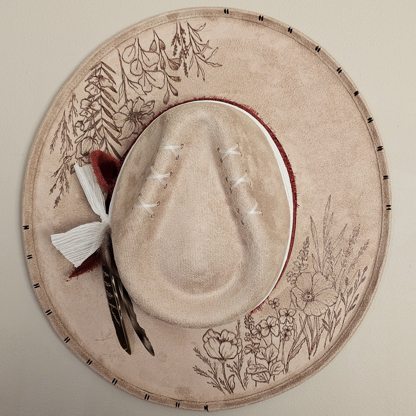 Market Day |M| Light Tan Suede Burned Wide Stiff Brim/ Pencil Brim Hat