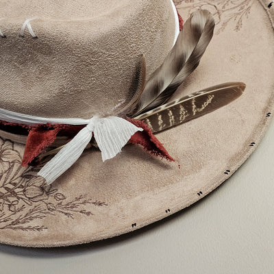 Market Day |M| Light Tan Suede Burned Wide Stiff Brim/ Pencil Brim Hat