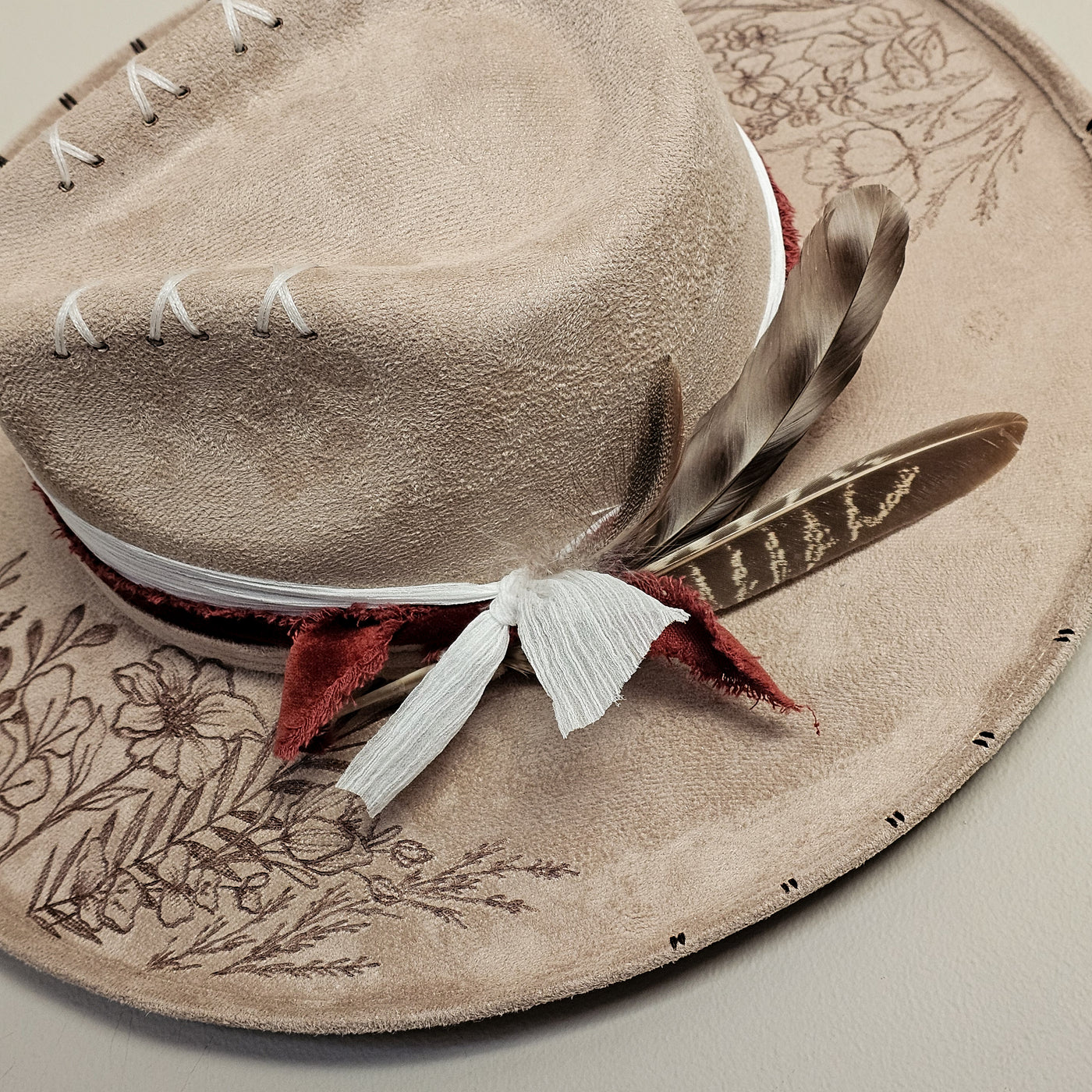 Market Day |M| Light Tan Suede Burned Wide Stiff Brim/ Pencil Brim Hat