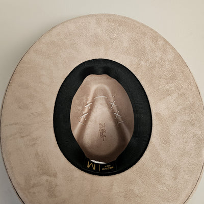 Market Day |M| Light Tan Suede Burned Wide Stiff Brim/ Pencil Brim Hat
