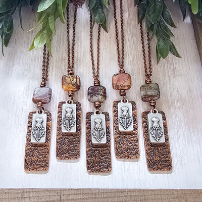 Scottish Thistle + Picasso Jasper || Mixed Metal || Necklace