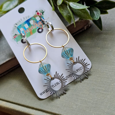 Aqua Czech Glass + Gold || Earrings