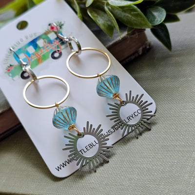 Aqua Czech Glass + Gold || Earrings