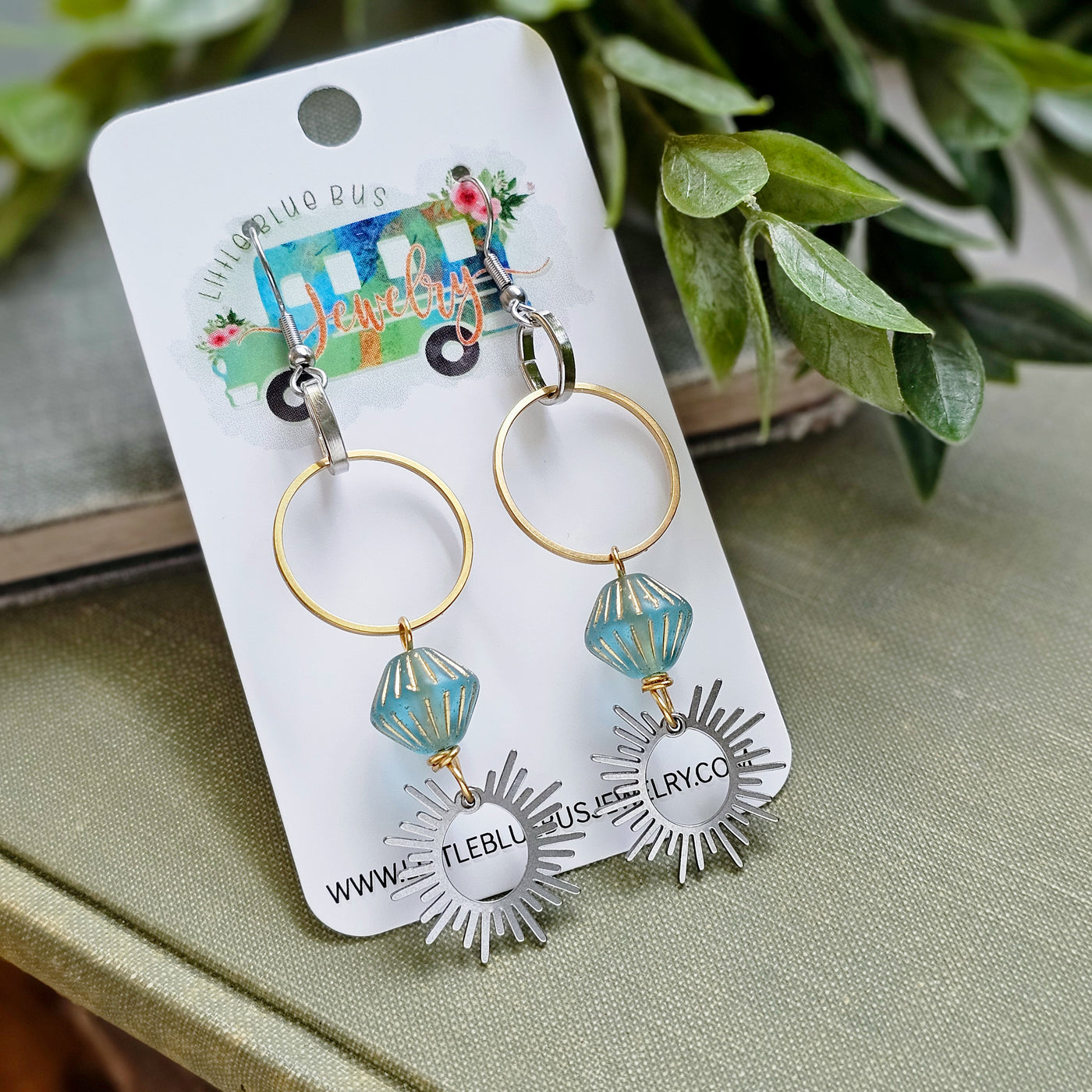 Aqua Czech Glass + Gold || Earrings
