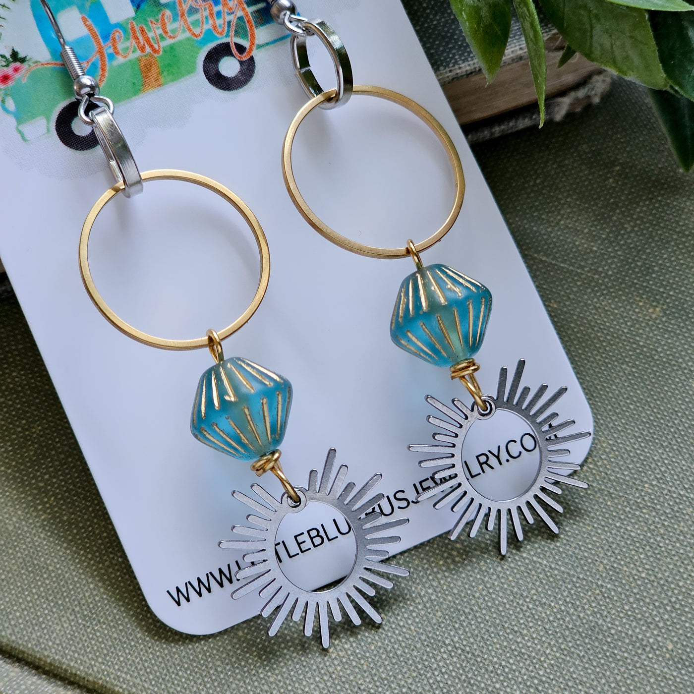 Aqua Czech Glass + Gold || Earrings