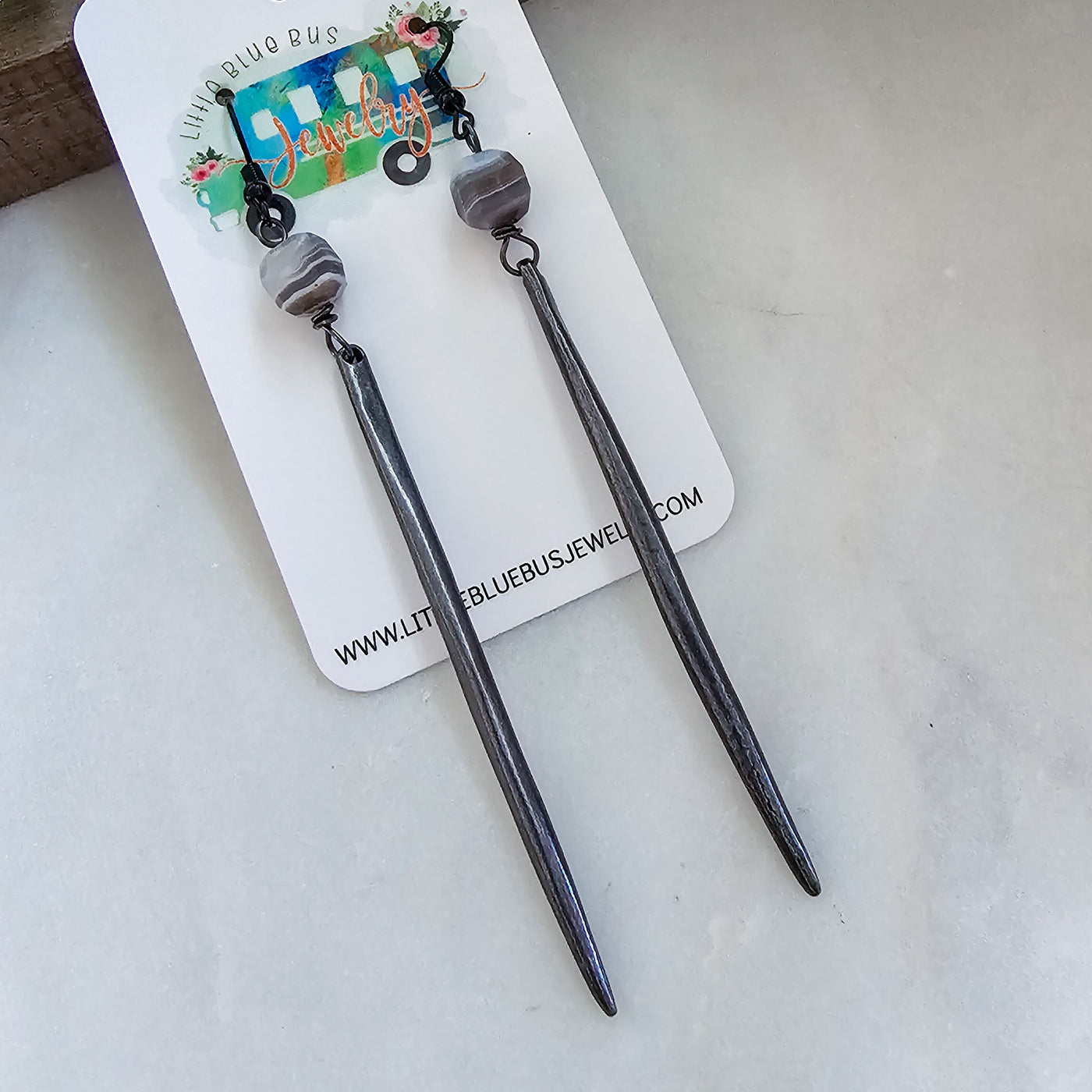 Botswana Agate + Gunmetal || Earrings