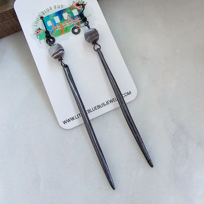 Botswana Agate + Gunmetal || Earrings