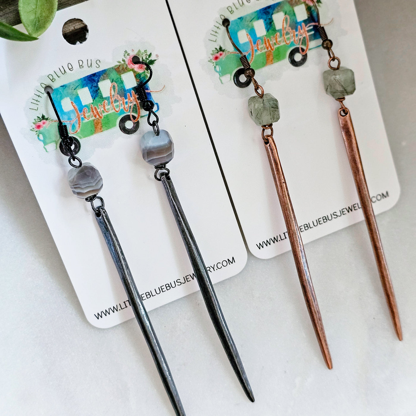 Botswana Agate + Gunmetal || Earrings