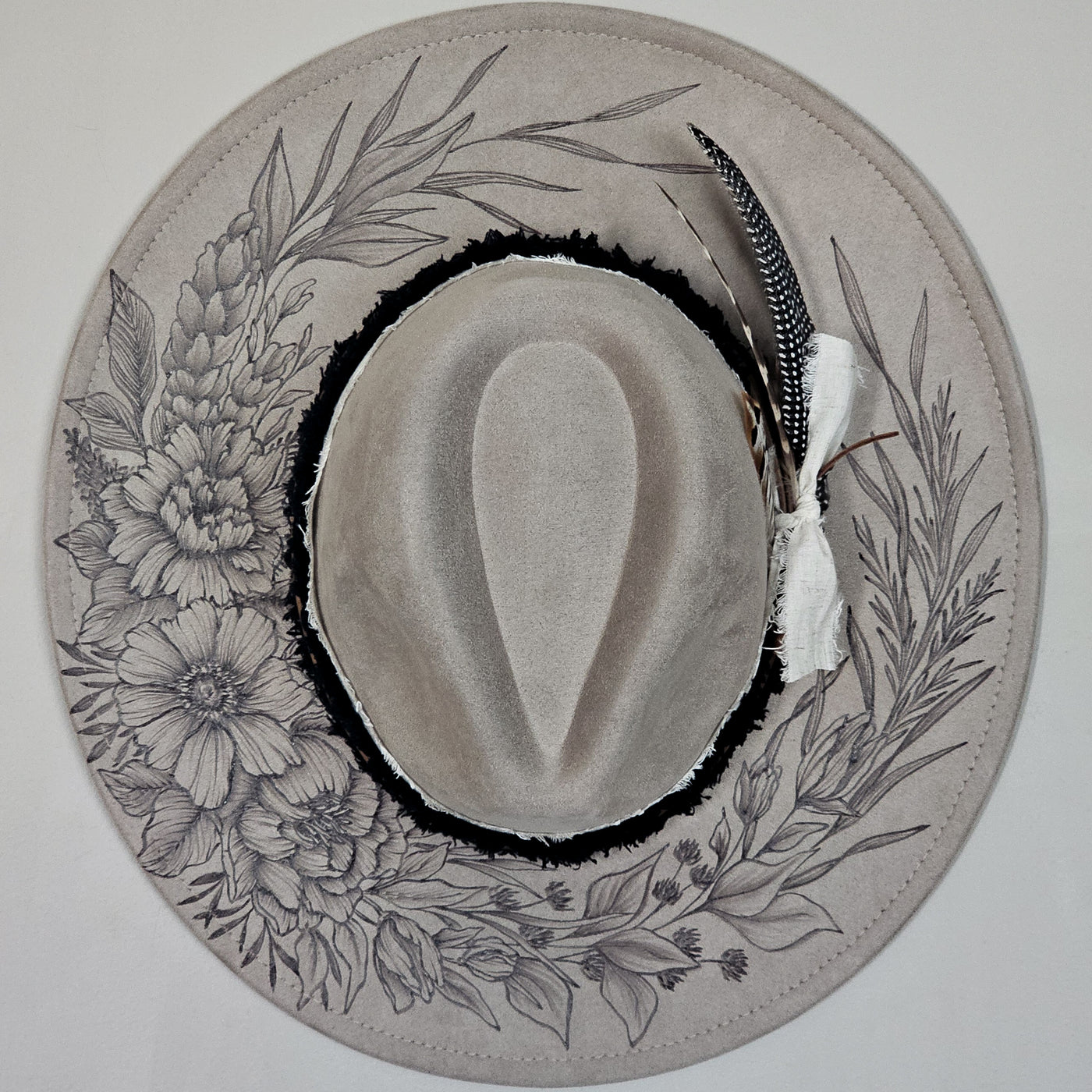 Beautiful Life|| Taupe Suede Burned Wide Brim Hat