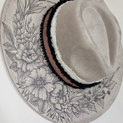 Beautiful Life|| Taupe Suede Burned Wide Brim Hat