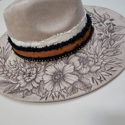 Beautiful Life|| Taupe Suede Burned Wide Brim Hat