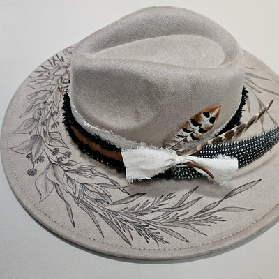 Beautiful Life|| Taupe Suede Burned Wide Brim Hat