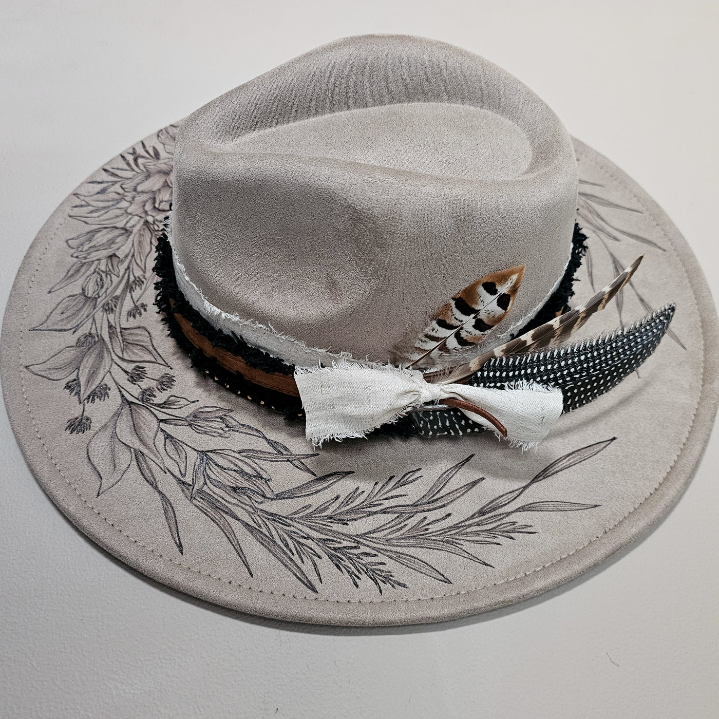 Beautiful Life|| Taupe Suede Burned Wide Brim Hat