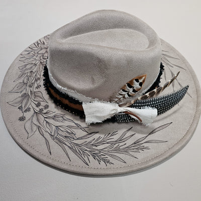 Beautiful Life|| Taupe Suede Burned Wide Brim Hat