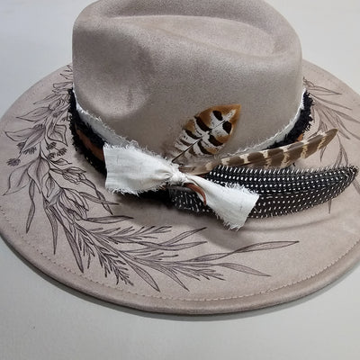 Beautiful Life|| Taupe Suede Burned Wide Brim Hat