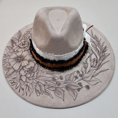 Beautiful Life|| Taupe Suede Burned Wide Brim Hat