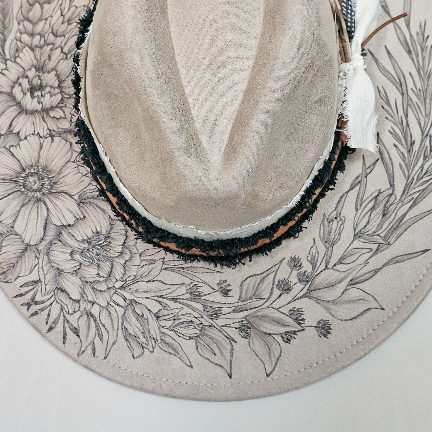 Beautiful Life|| Taupe Suede Burned Wide Brim Hat