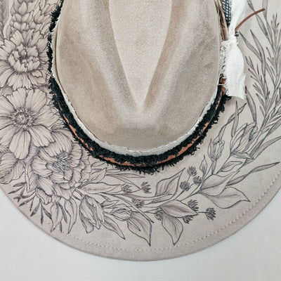Beautiful Life|| Taupe Suede Burned Wide Brim Hat