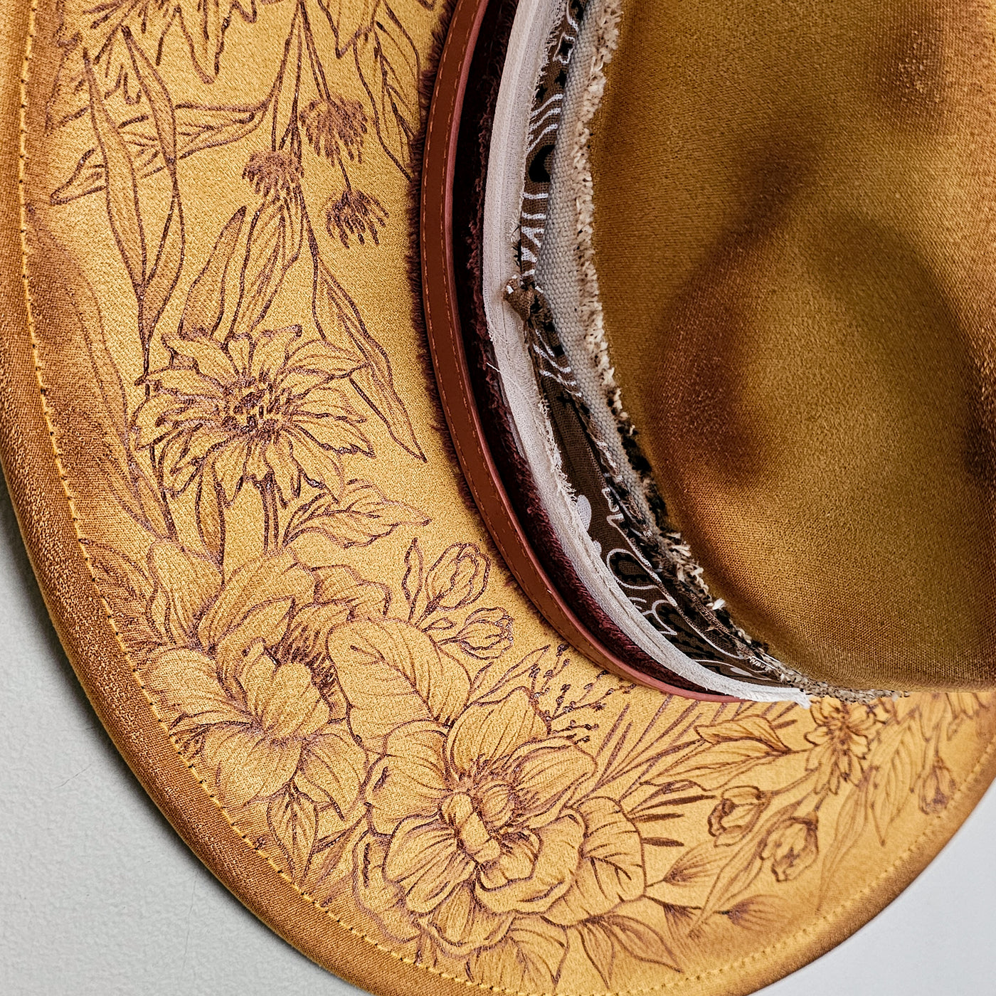 End of Summer || Mustard Suede Burned Wide Brim Hat