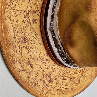 End of Summer || Mustard Suede Burned Wide Brim Hat