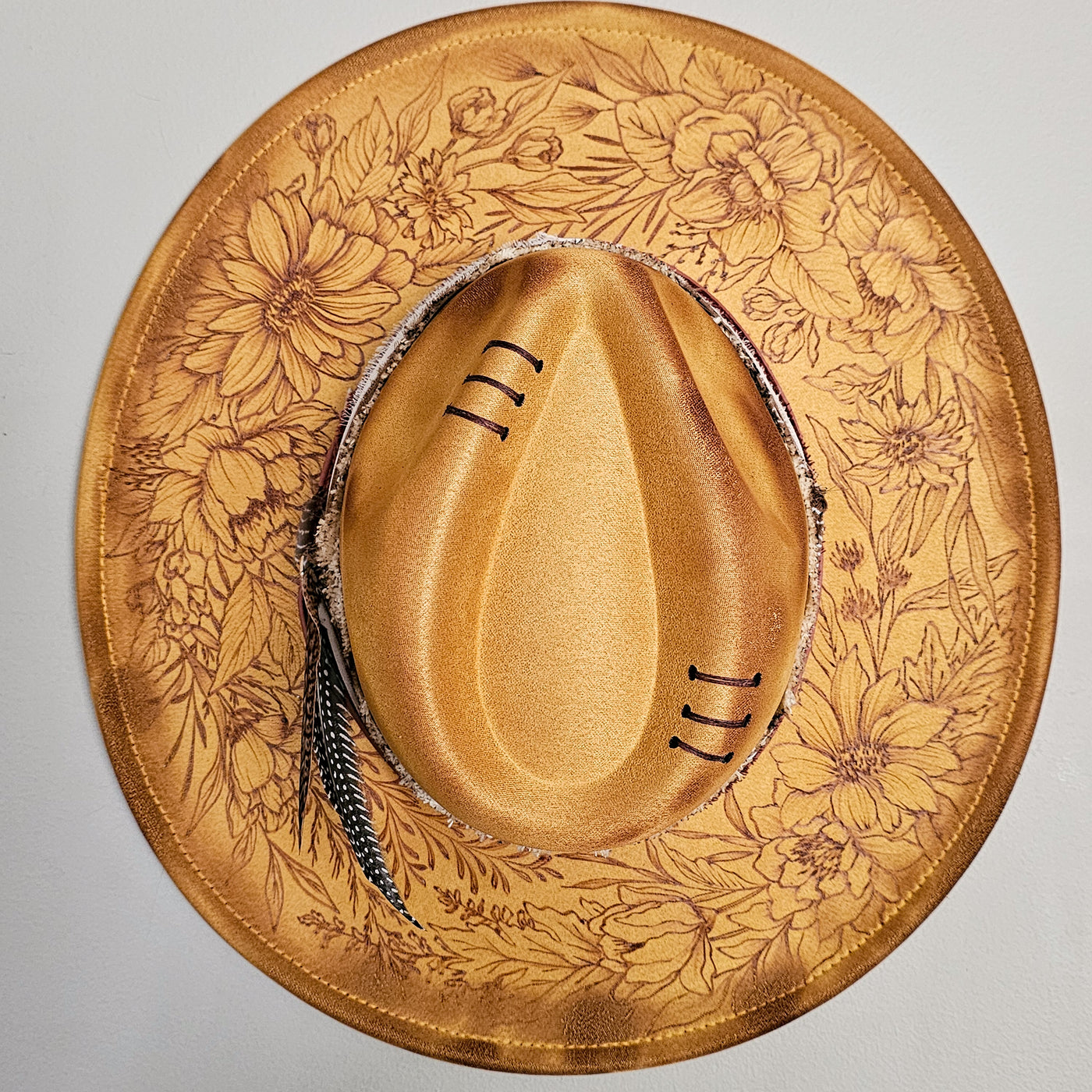 End of Summer || Mustard Suede Burned Wide Brim Hat